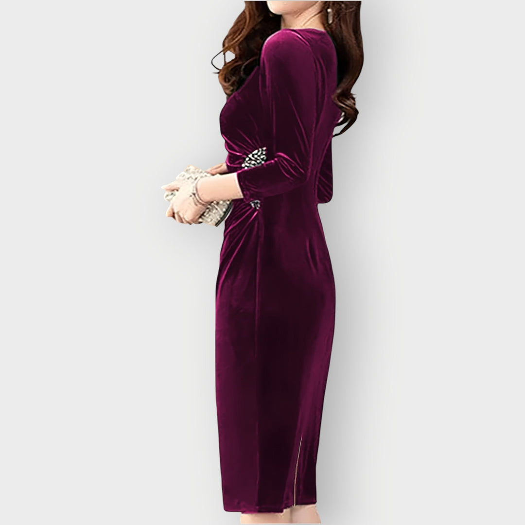Temira | Velvet Slit Dress