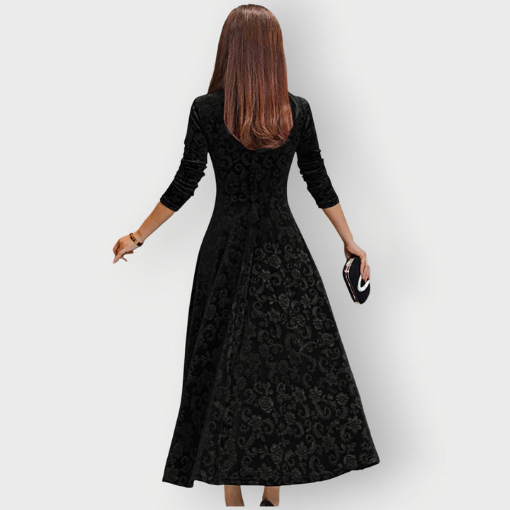 Olevia | Vintage-Inspired Jacquard Velvet Midi Dress