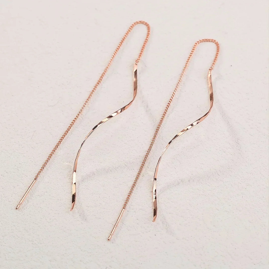 Long Earrings with Wavy Design