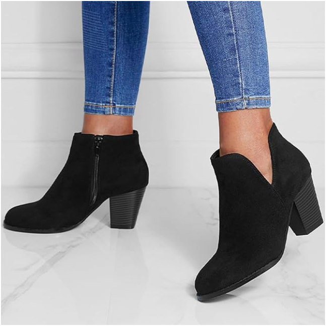 Lirayne | Pointed Ankle Boot With Suede Effect