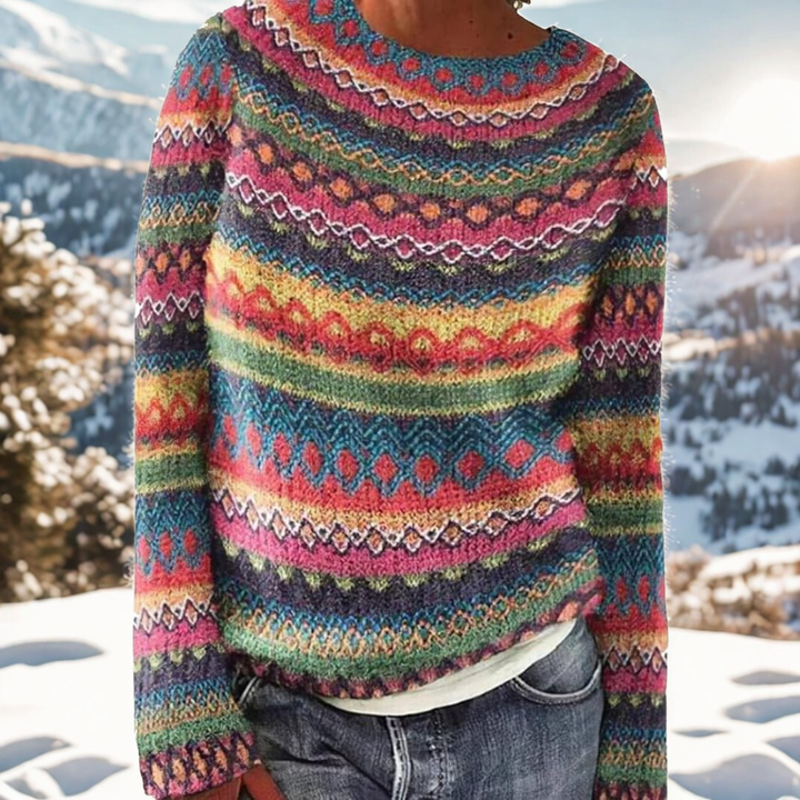 Azalea | Winter Sweater with Nordic Shoulder Pattern