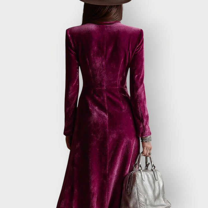 Sairen | Luxe Double-Breasted Velvet Maxi Dress